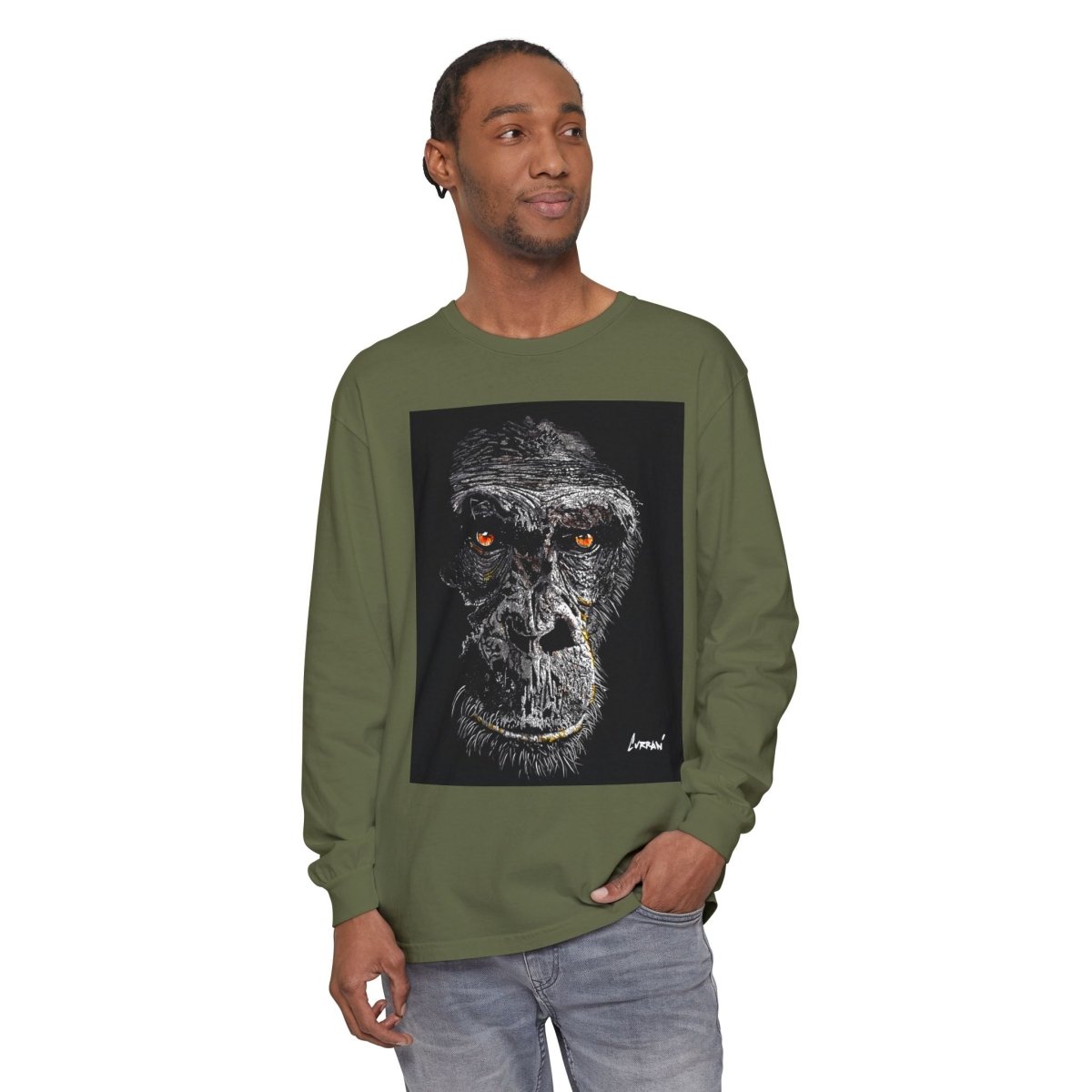 Artistic Gorilla Long Sleeve T-Shirt | Unique Animal Design for Wildlife Lovers - Curran Artworks