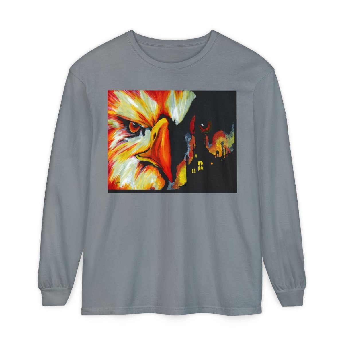 Artistic Mythical Phoenix Long Sleeve T-Shirt - Unisex, Garment - Dyed - Curran Artworks