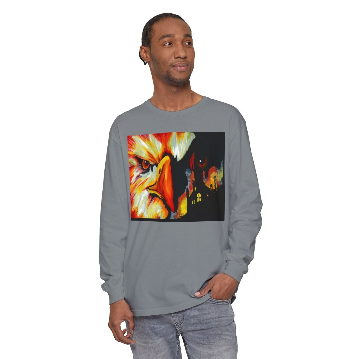 Artistic Mythical Phoenix Long Sleeve T-Shirt - Unisex, Garment - Dyed - Curran Artworks