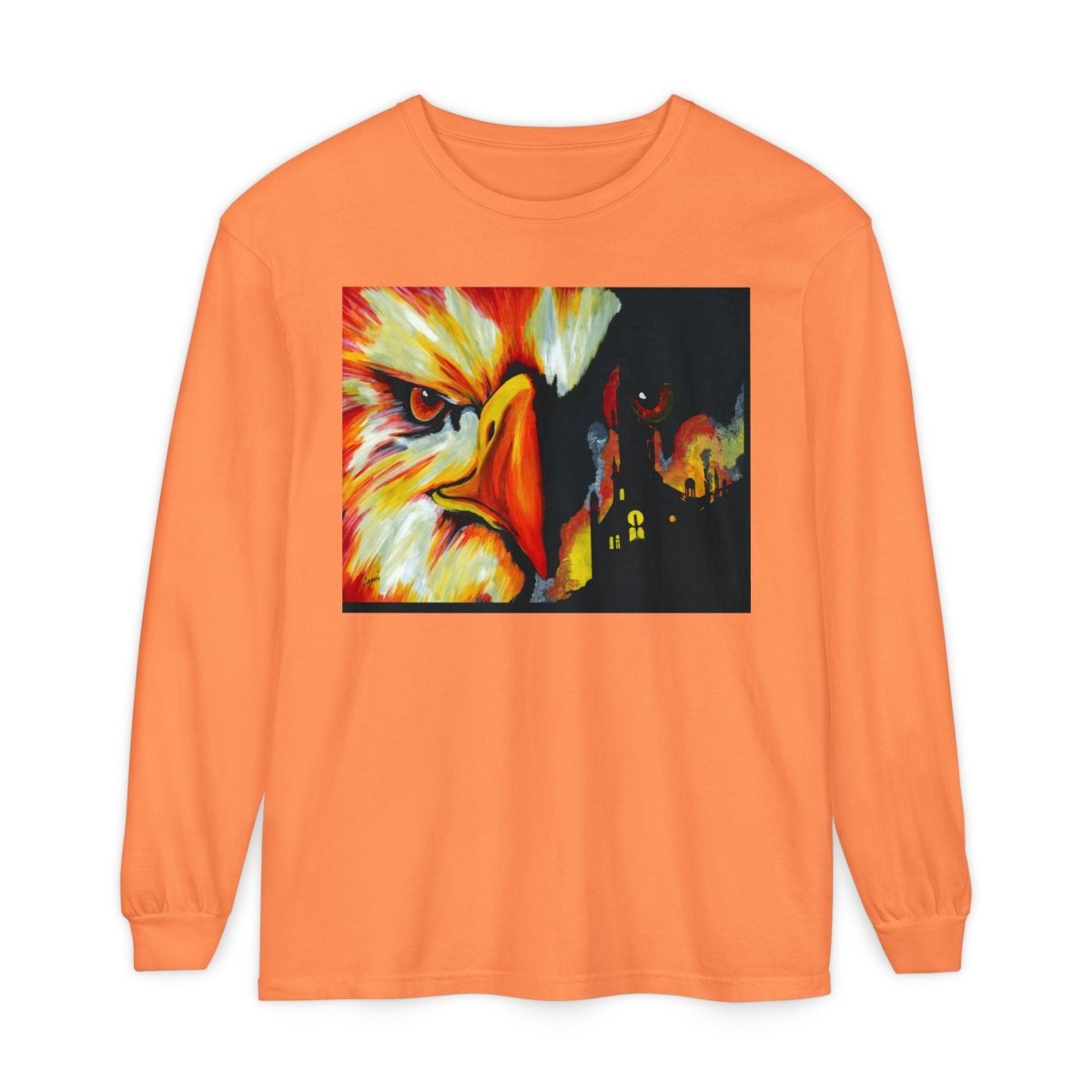 Artistic Mythical Phoenix Long Sleeve T-Shirt - Unisex, Garment - Dyed - Curran Artworks