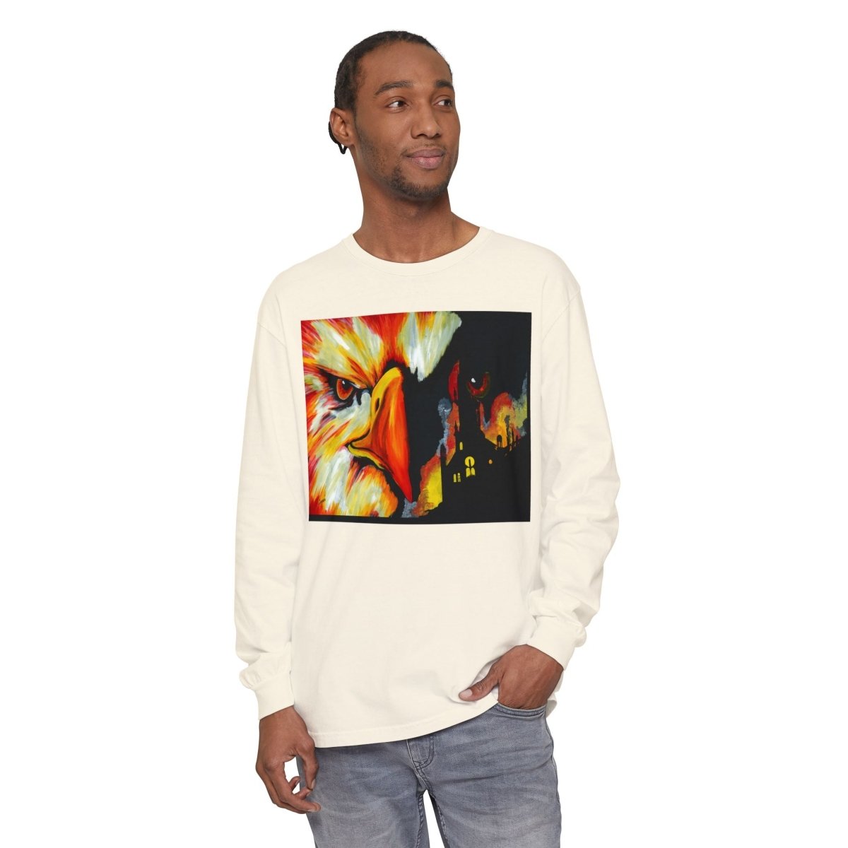 Artistic Mythical Phoenix Long Sleeve T-Shirt - Unisex, Garment - Dyed - Curran Artworks