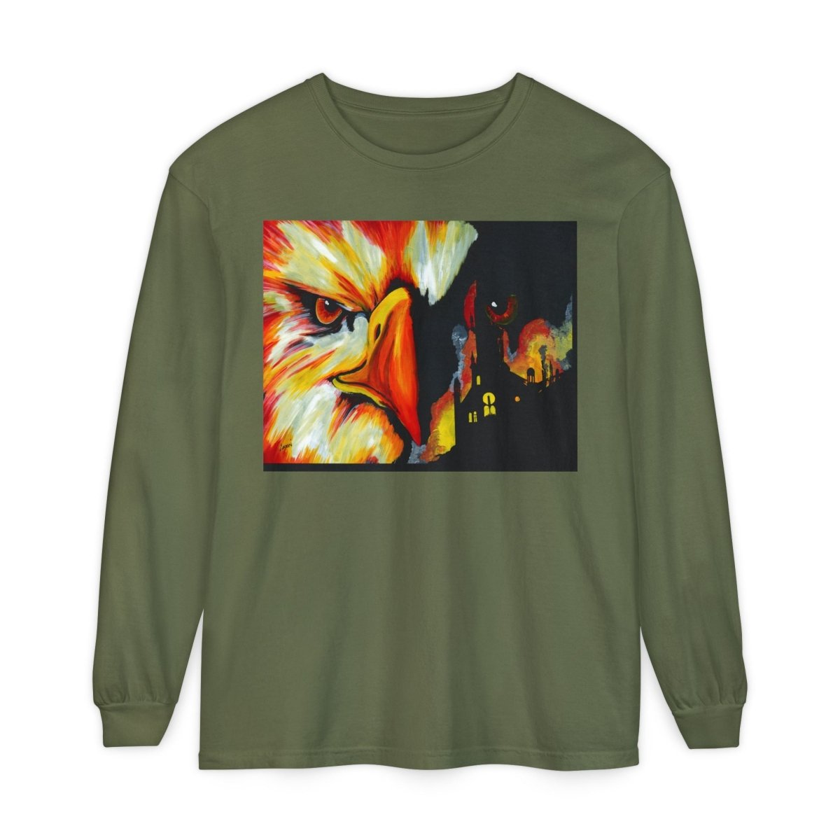 Artistic Mythical Phoenix Long Sleeve T-Shirt - Unisex, Garment - Dyed - Curran Artworks