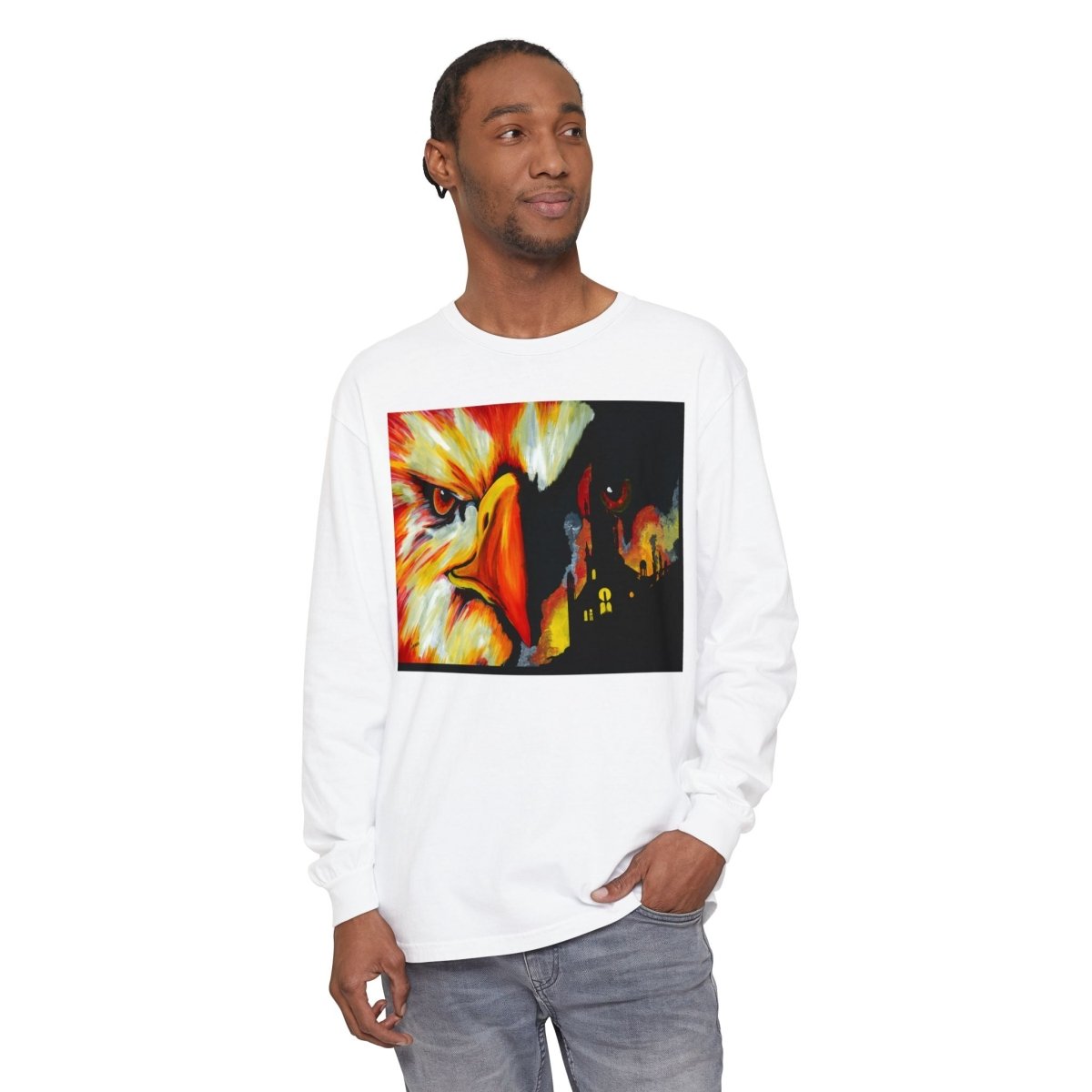 Artistic Mythical Phoenix Long Sleeve T-Shirt - Unisex, Garment - Dyed - Curran Artworks