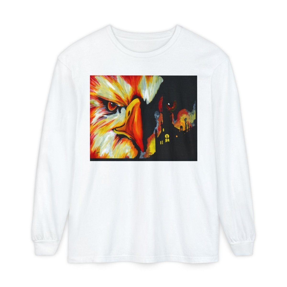 Artistic Mythical Phoenix Long Sleeve T-Shirt - Unisex, Garment - Dyed - Curran Artworks