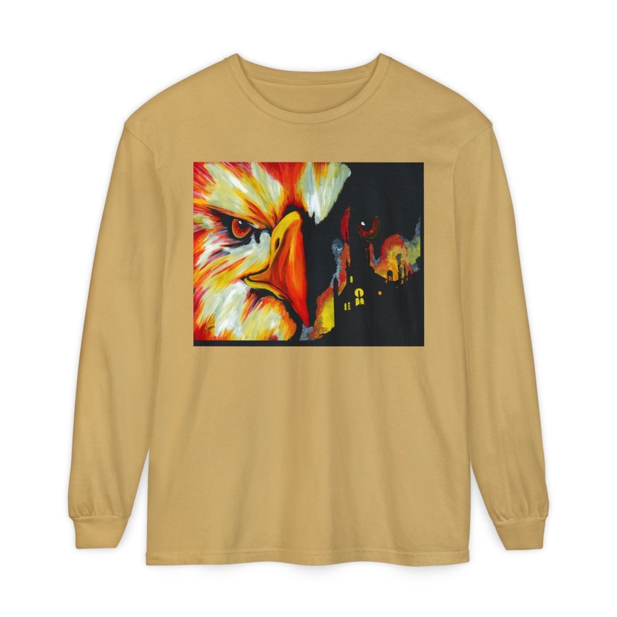 Artistic Mythical Phoenix Long Sleeve T-Shirt - Unisex, Garment - Dyed - Curran Artworks