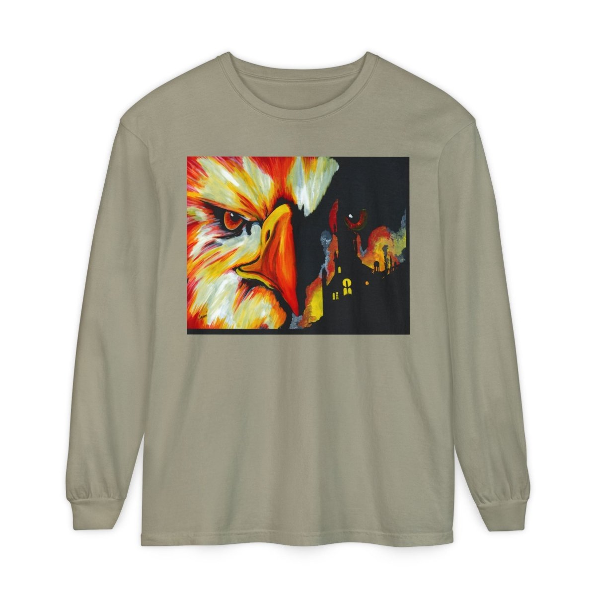 Artistic Mythical Phoenix Long Sleeve T-Shirt - Unisex, Garment - Dyed - Curran Artworks