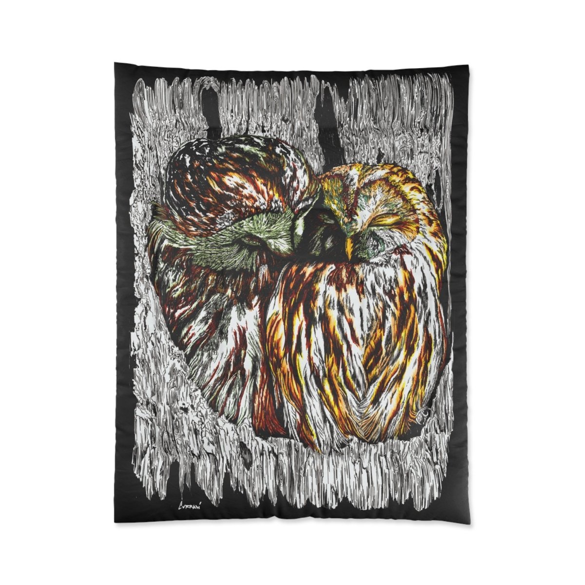 Artistic Owl Comforter - Cozy Bedding for Nature Lovers - Curran Artworks