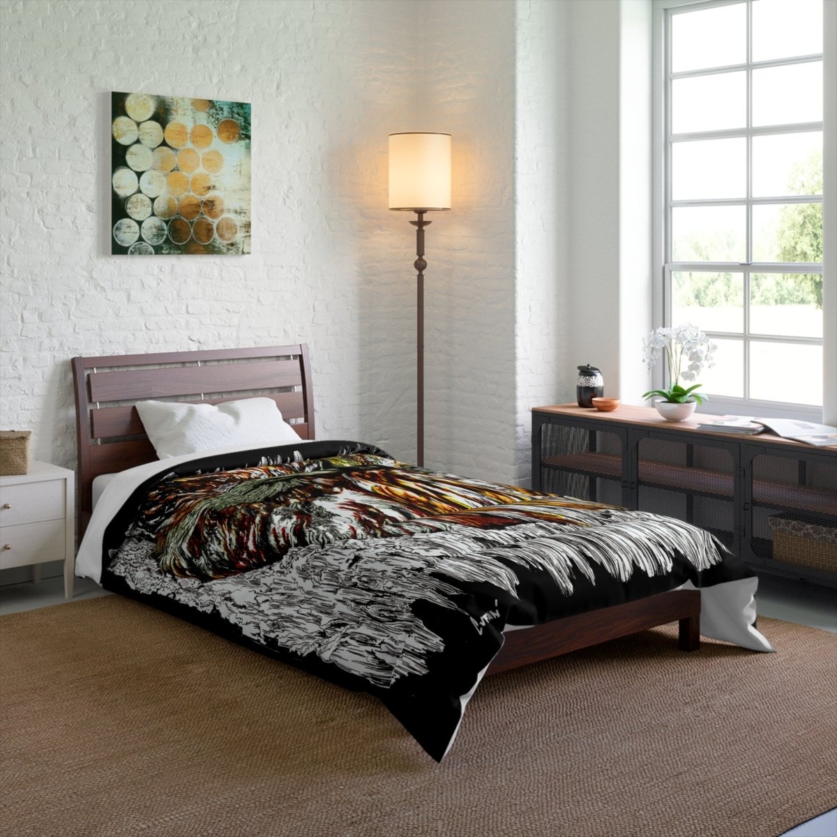 Artistic Owl Comforter - Cozy Bedding for Nature Lovers - Curran Artworks