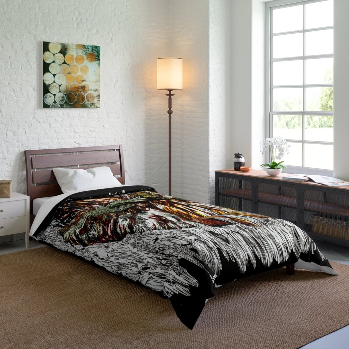 Artistic Owl Comforter - Cozy Bedding for Nature Lovers - Curran Artworks