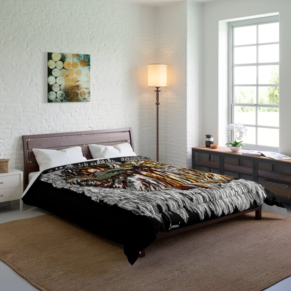 Artistic Owl Comforter - Cozy Bedding for Nature Lovers - Curran Artworks