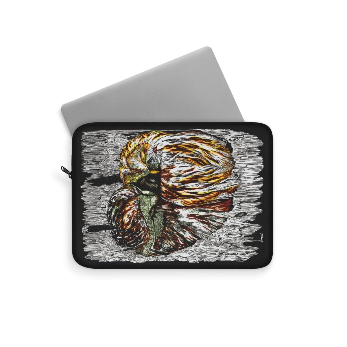 Artistic Owl Laptop Sleeve with Abstract Design - Perfect Gift - Curran Artworks
