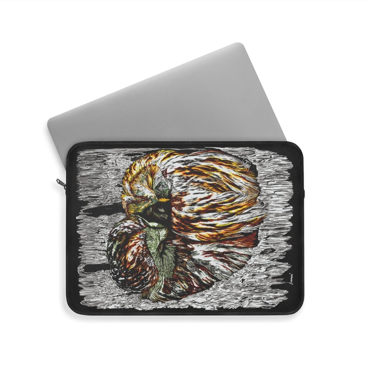 Artistic Owl Laptop Sleeve with Abstract Design - Perfect Gift - Curran Artworks