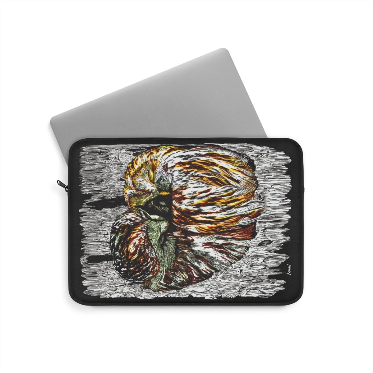 Artistic Owl Laptop Sleeve with Abstract Design - Perfect Gift - Curran Artworks