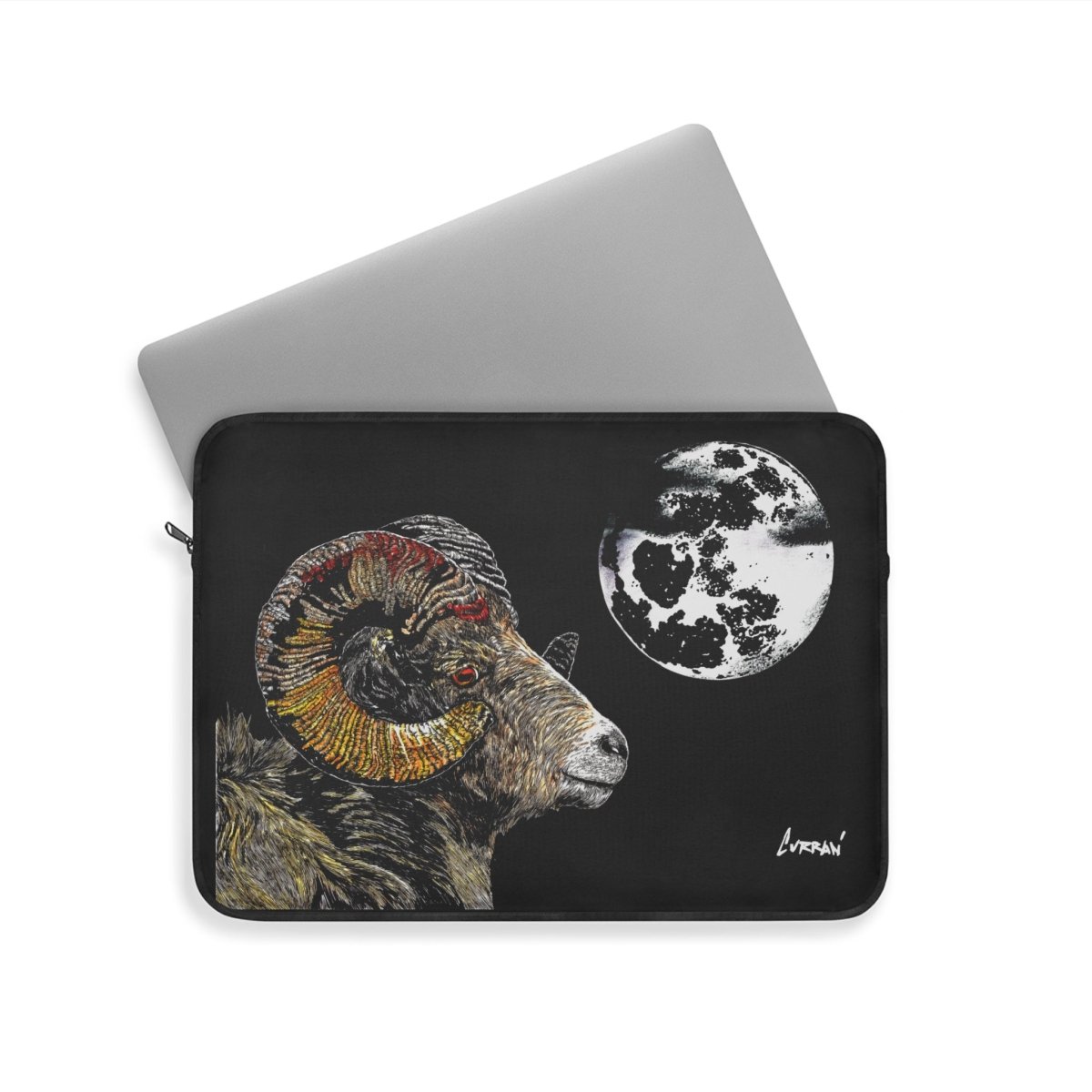 Artistic Ram Laptop Sleeve with Moon Design - Curran Artworks