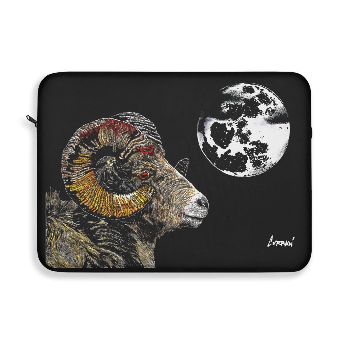 Artistic Ram Laptop Sleeve with Moon Design - Curran Artworks