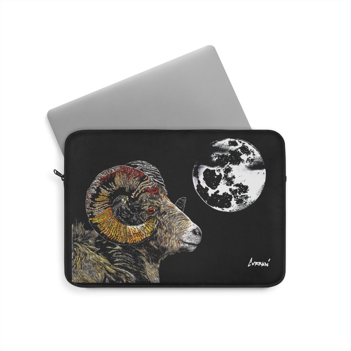 Artistic Ram Laptop Sleeve with Moon Design - Curran Artworks