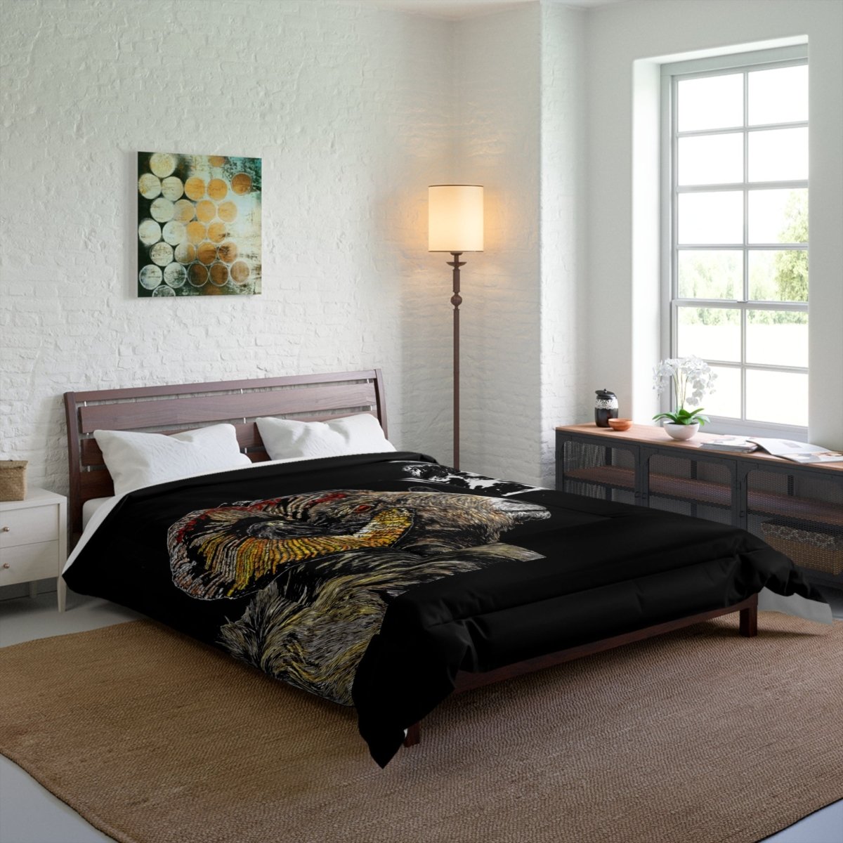 Artistic Ram Moon Comforter - Cozy Home Decor for Wildlife Lovers - Curran Artworks