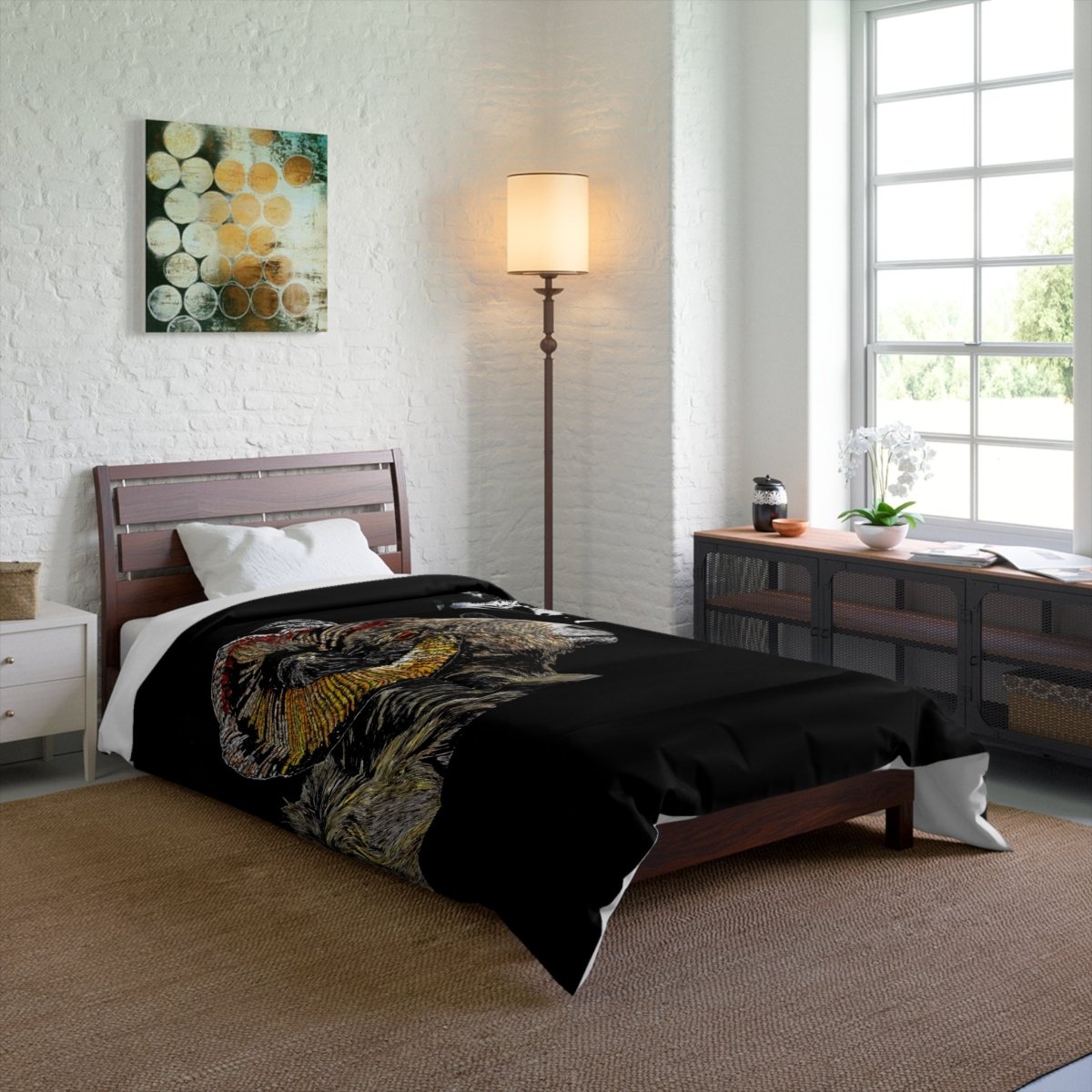 Artistic Ram Moon Comforter - Cozy Home Decor for Wildlife Lovers - Curran Artworks