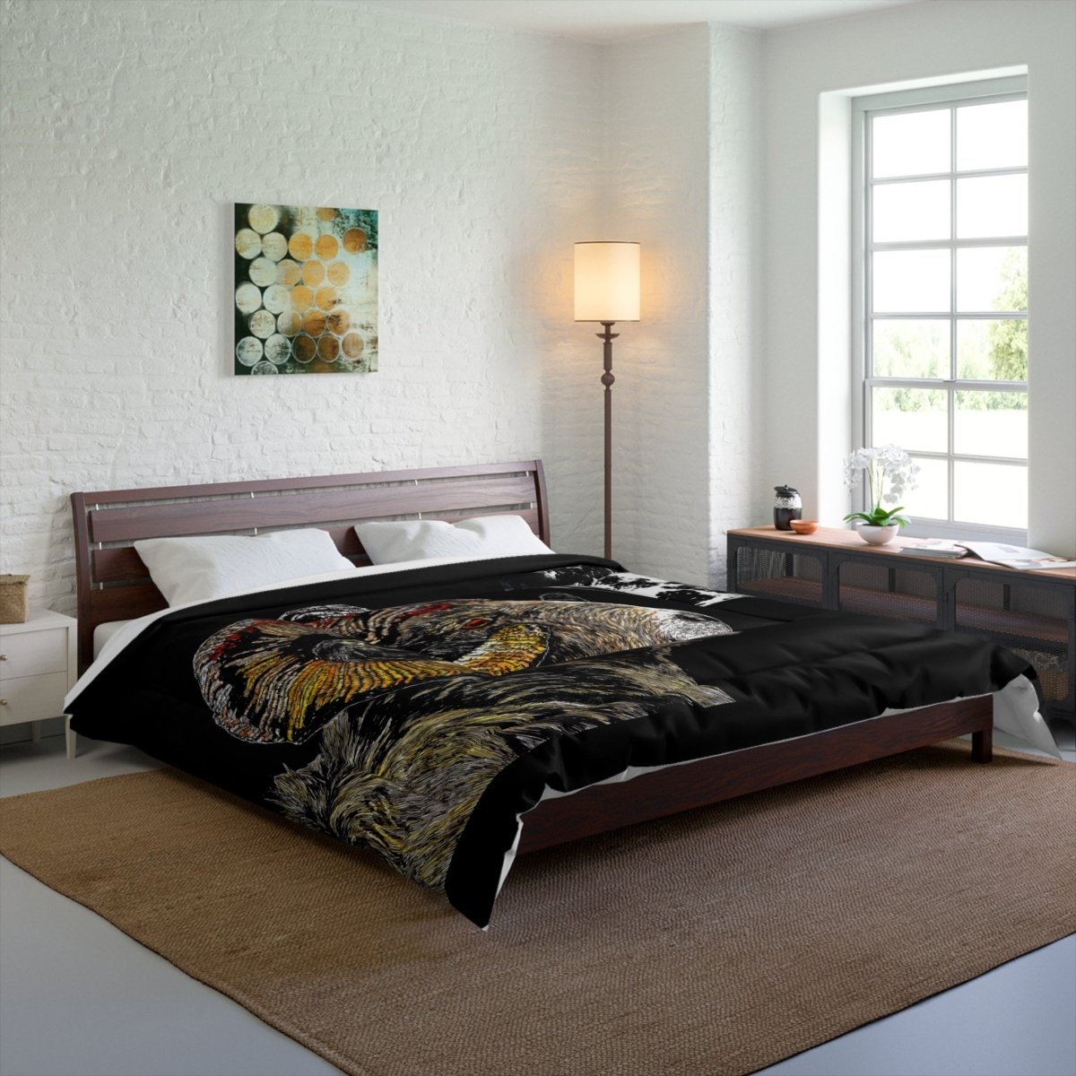Artistic Ram Moon Comforter - Cozy Home Decor for Wildlife Lovers - Curran Artworks