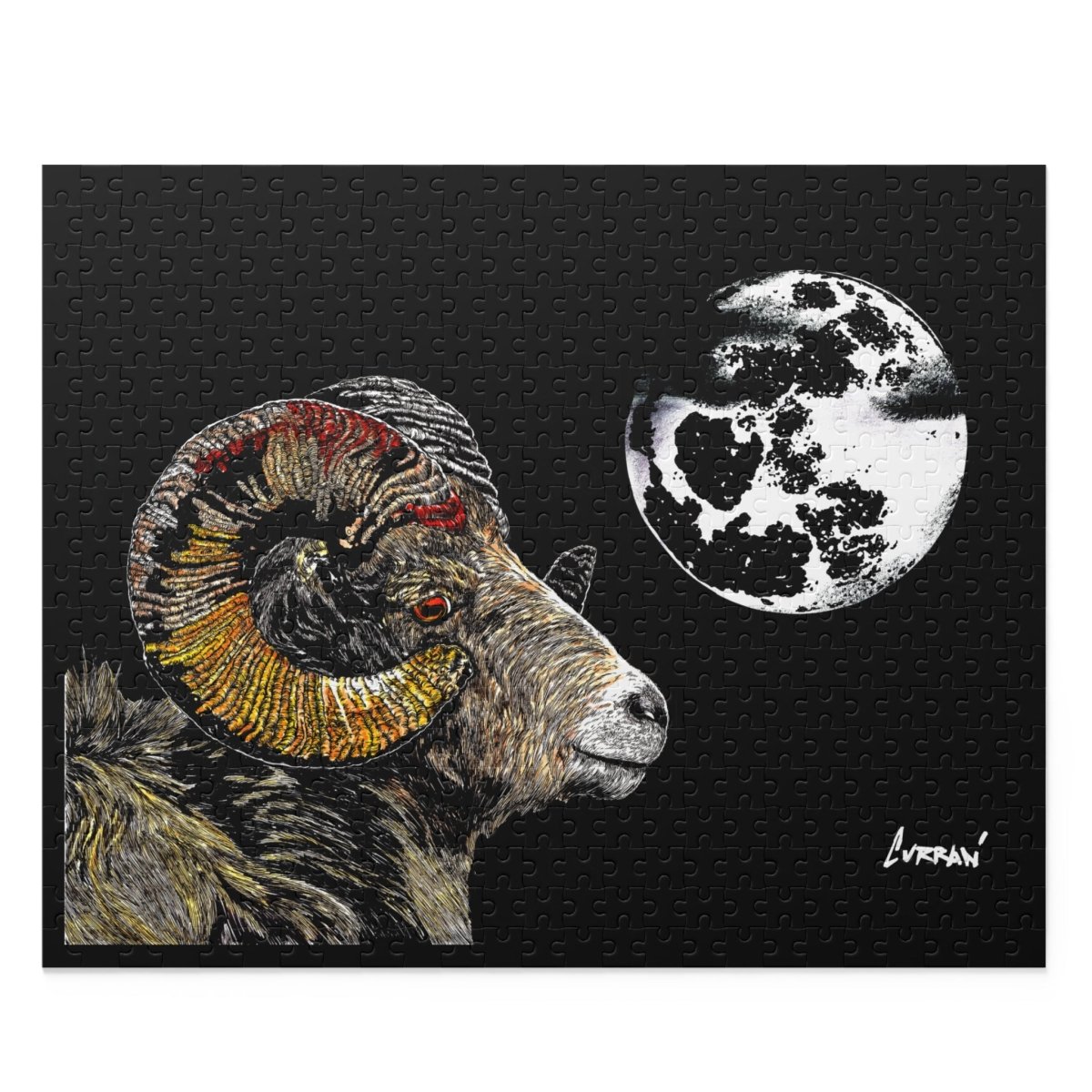 Artistic Ram Moon Puzzle - 500 - Piece Jigsaw Challenge - Curran Artworks