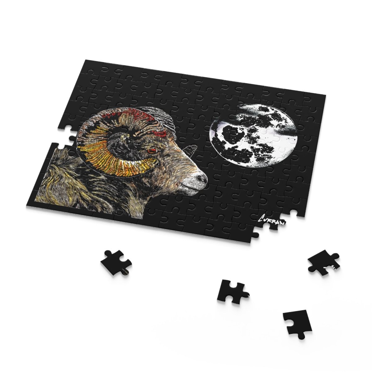 Artistic Ram Moon Puzzle - 500 - Piece Jigsaw Challenge - Curran Artworks
