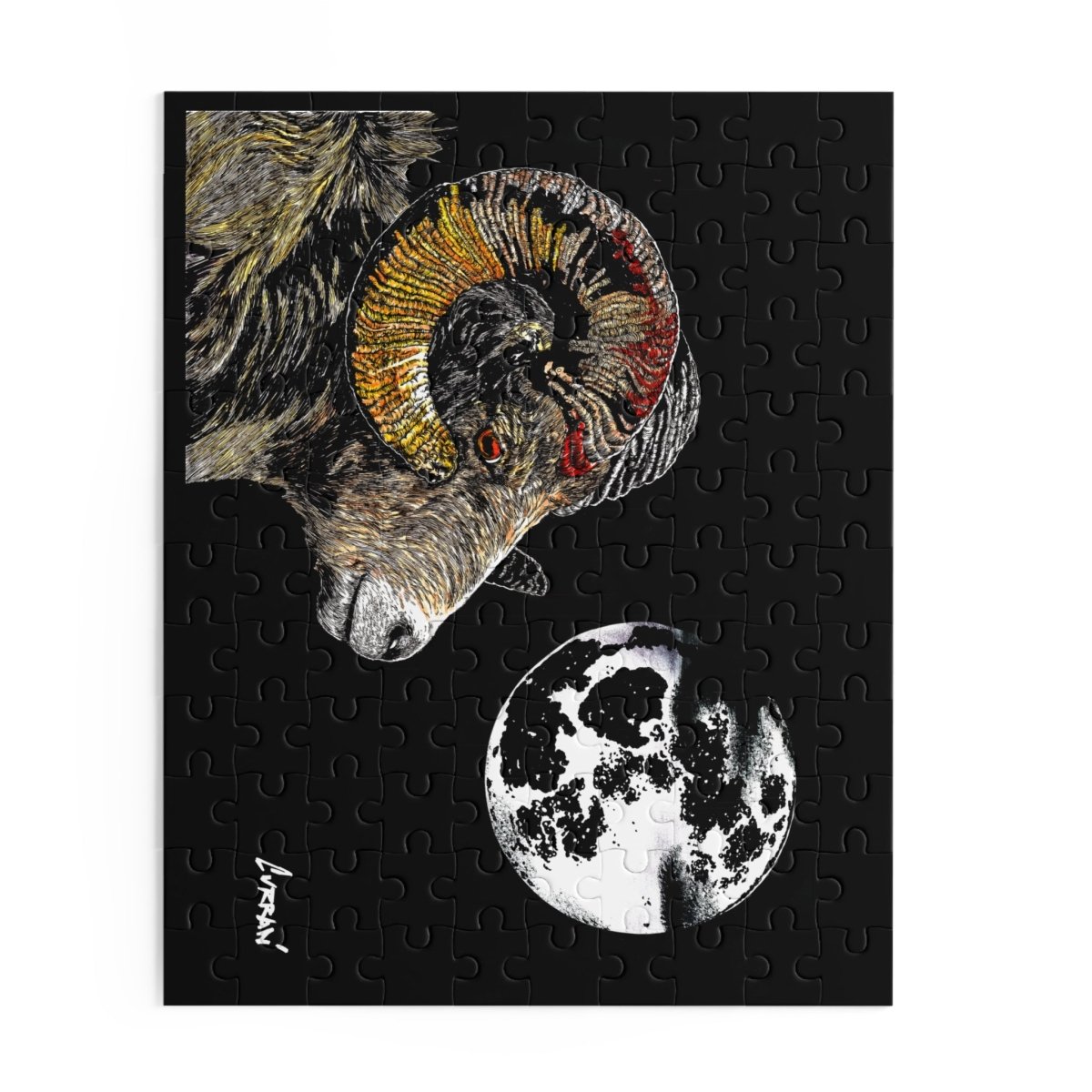 Artistic Ram Moon Puzzle - 500 - Piece Jigsaw Challenge - Curran Artworks