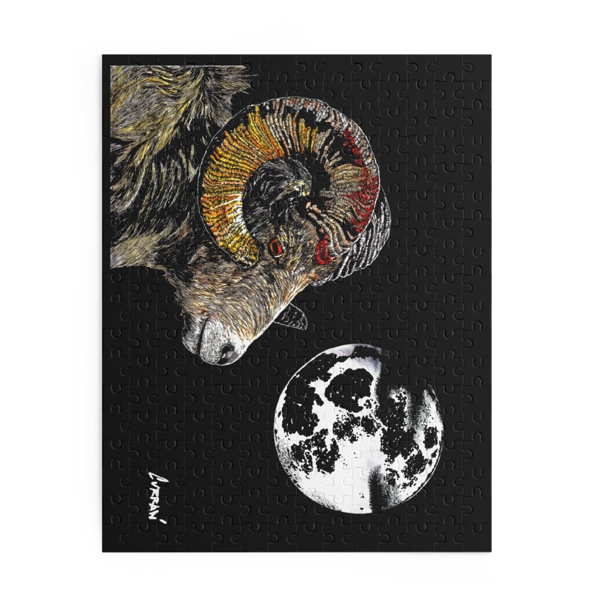 Artistic Ram Moon Puzzle - 500 - Piece Jigsaw Challenge - Curran Artworks