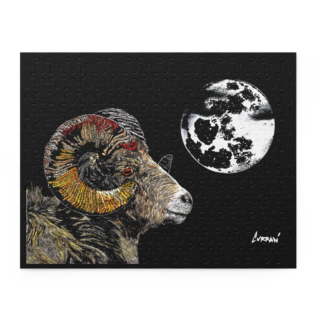 Artistic Ram Moon Puzzle - 500 - Piece Jigsaw Challenge - Curran Artworks