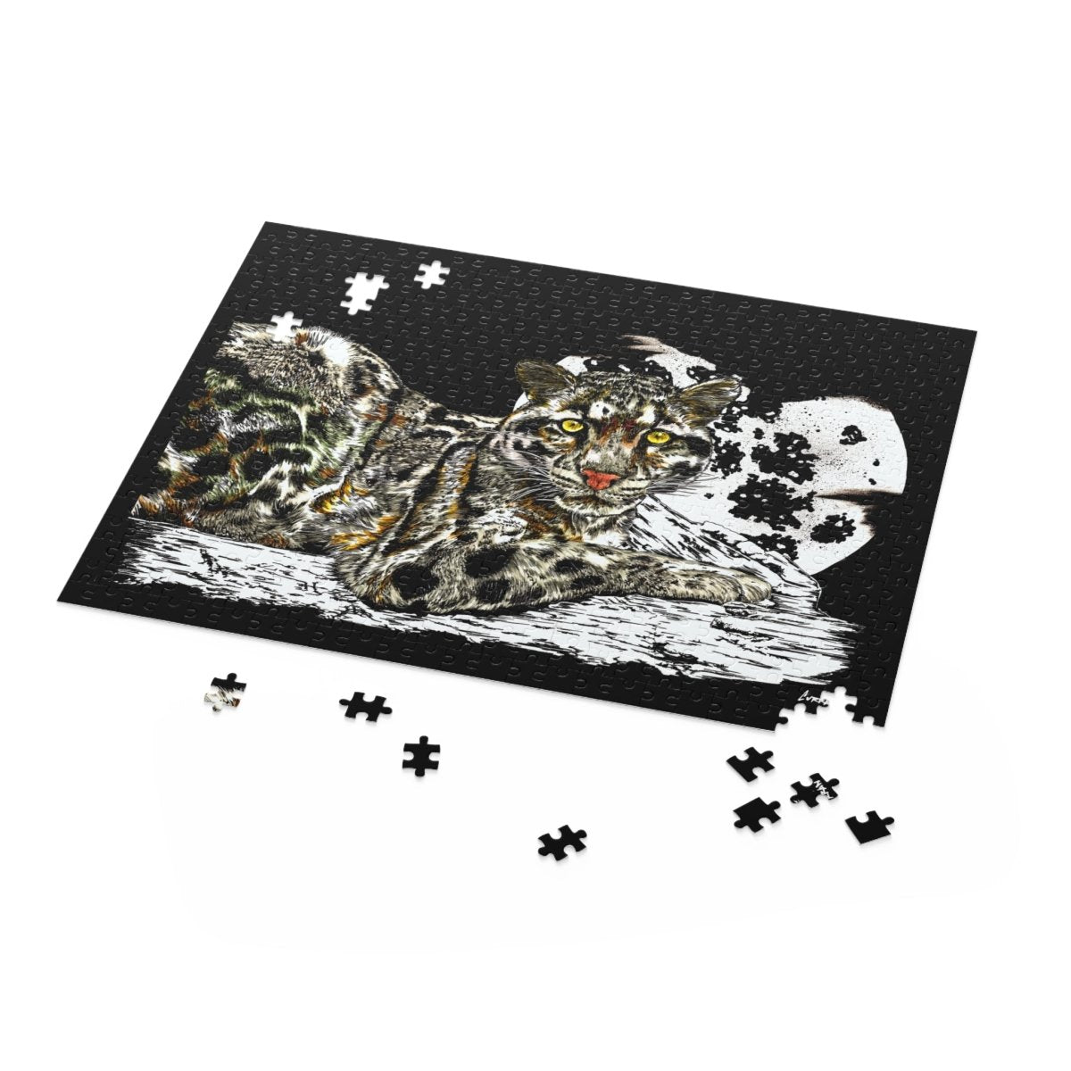 Artistic Snow Leopard Puzzle, Gift for Wildlife Lovers and Puzzle Enthusiasts - Curran Artworks