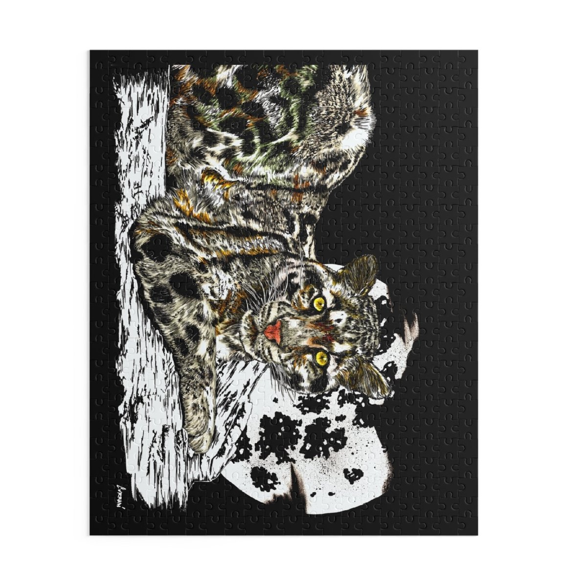 Artistic Snow Leopard Puzzle, Gift for Wildlife Lovers and Puzzle Enthusiasts - Curran Artworks