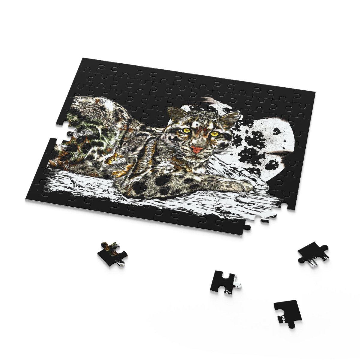 Artistic Snow Leopard Puzzle, Gift for Wildlife Lovers and Puzzle Enthusiasts - Curran Artworks