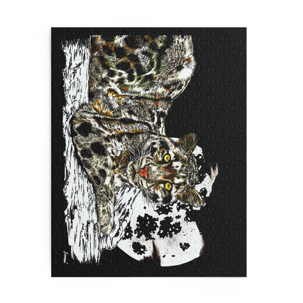 Artistic Snow Leopard Puzzle, Gift for Wildlife Lovers and Puzzle Enthusiasts - Curran Artworks