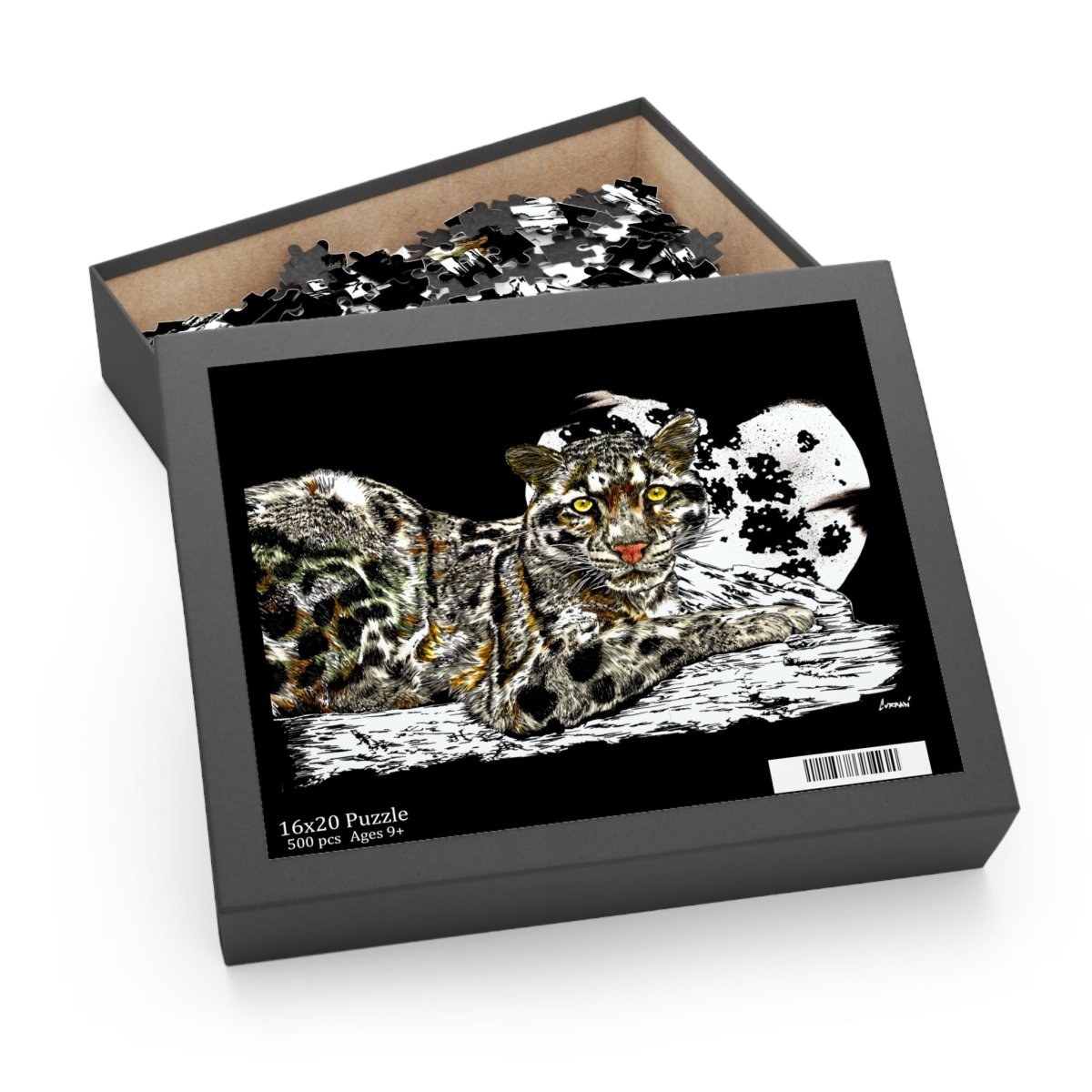 Artistic Snow Leopard Puzzle, Gift for Wildlife Lovers and Puzzle Enthusiasts - Curran Artworks