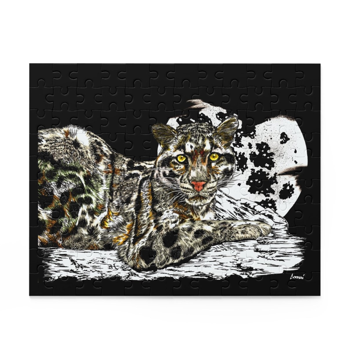 Artistic Snow Leopard Puzzle, Gift for Wildlife Lovers and Puzzle Enthusiasts - Curran Artworks