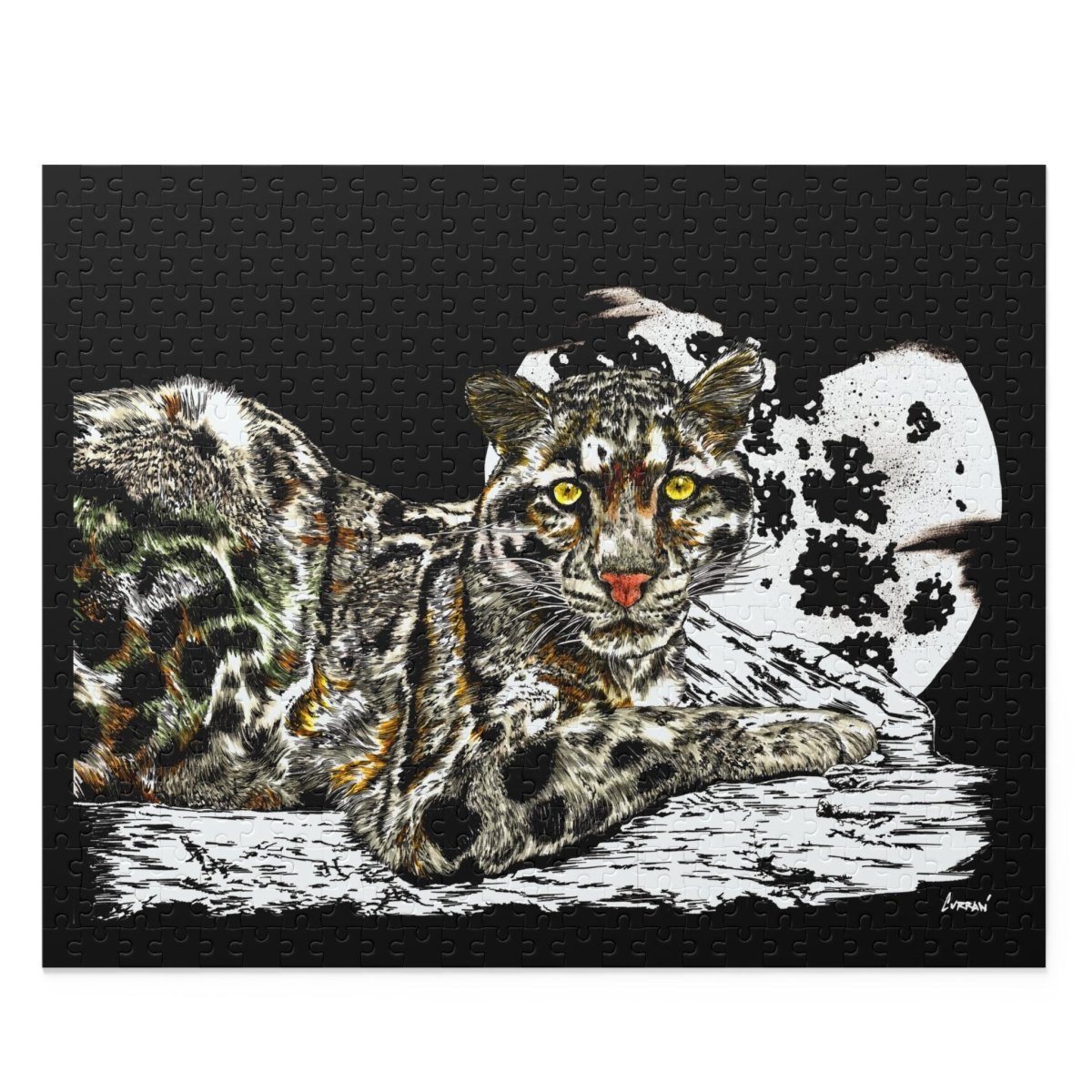 Artistic Snow Leopard Puzzle, Gift for Wildlife Lovers and Puzzle Enthusiasts - Curran Artworks