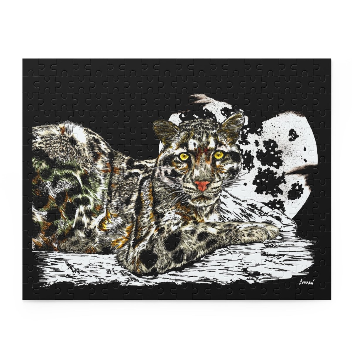 Artistic Snow Leopard Puzzle, Gift for Wildlife Lovers and Puzzle Enthusiasts - Curran Artworks