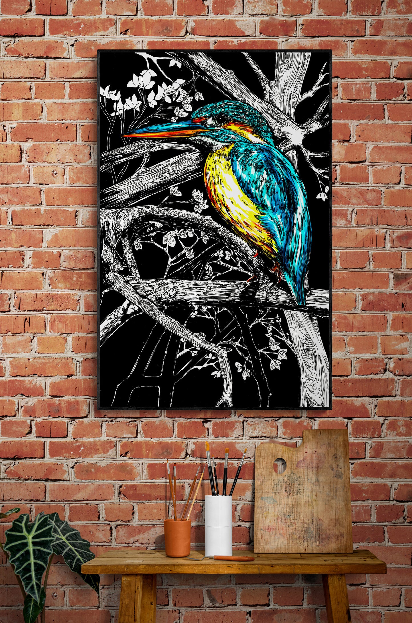 Kingfisher Exotic Bird Wall Art Poster Print