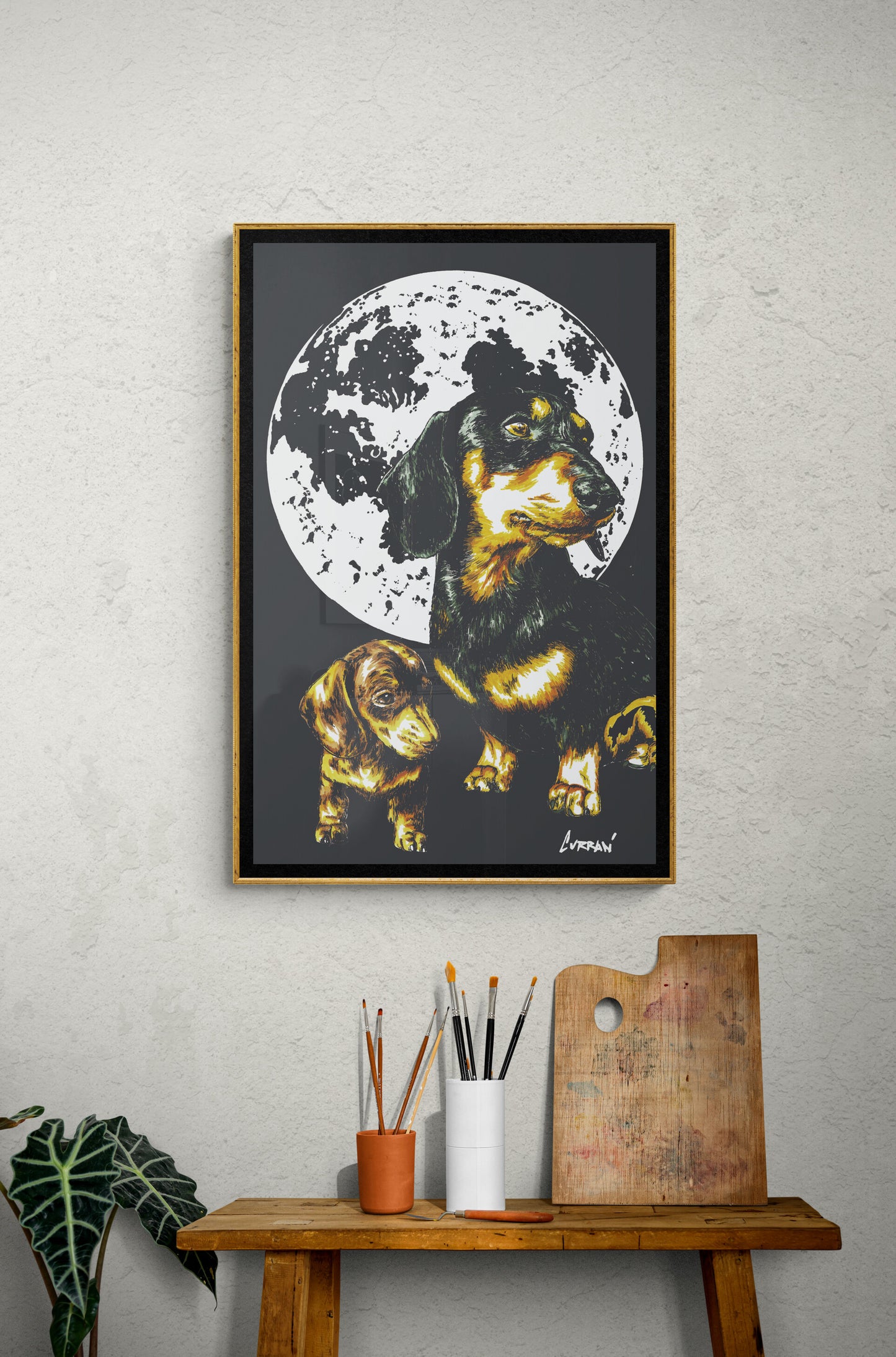 Dachshunds Original Hand Drawn Wall Art Poster