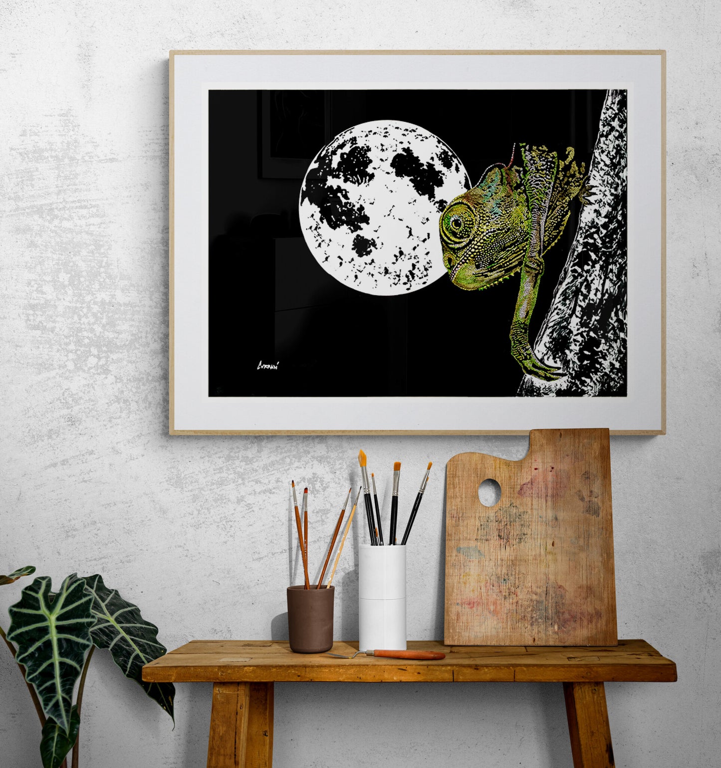 Chameleon Original Hand Drawn Wall Art Poster