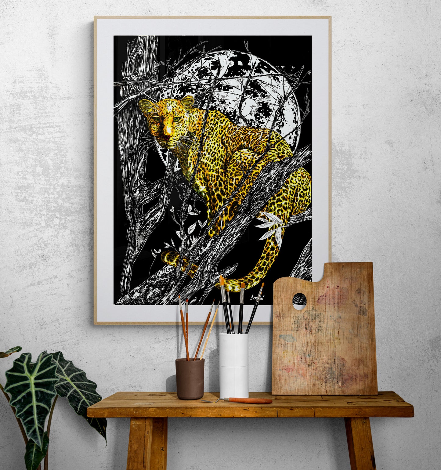 Cheetah 1 Wall Art Poster, Hand Drawn Art by Kris Curran