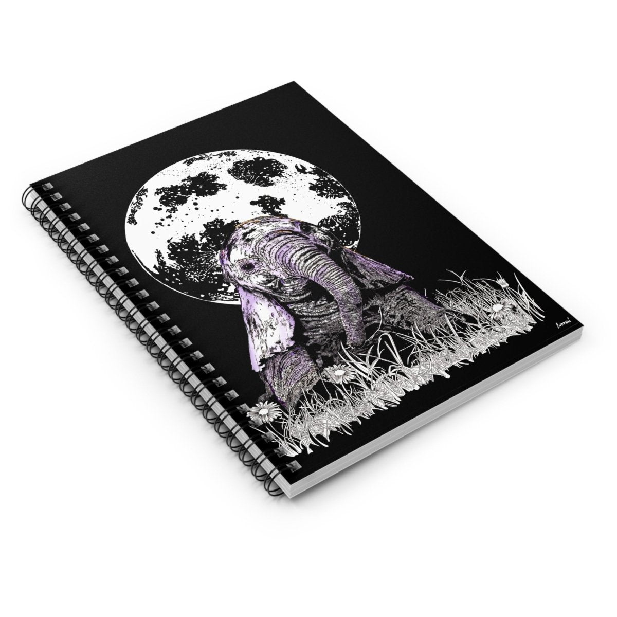 Baby Elephant Spiral Notebook - Ruled Lines for Nature Lovers - Curran Artworks