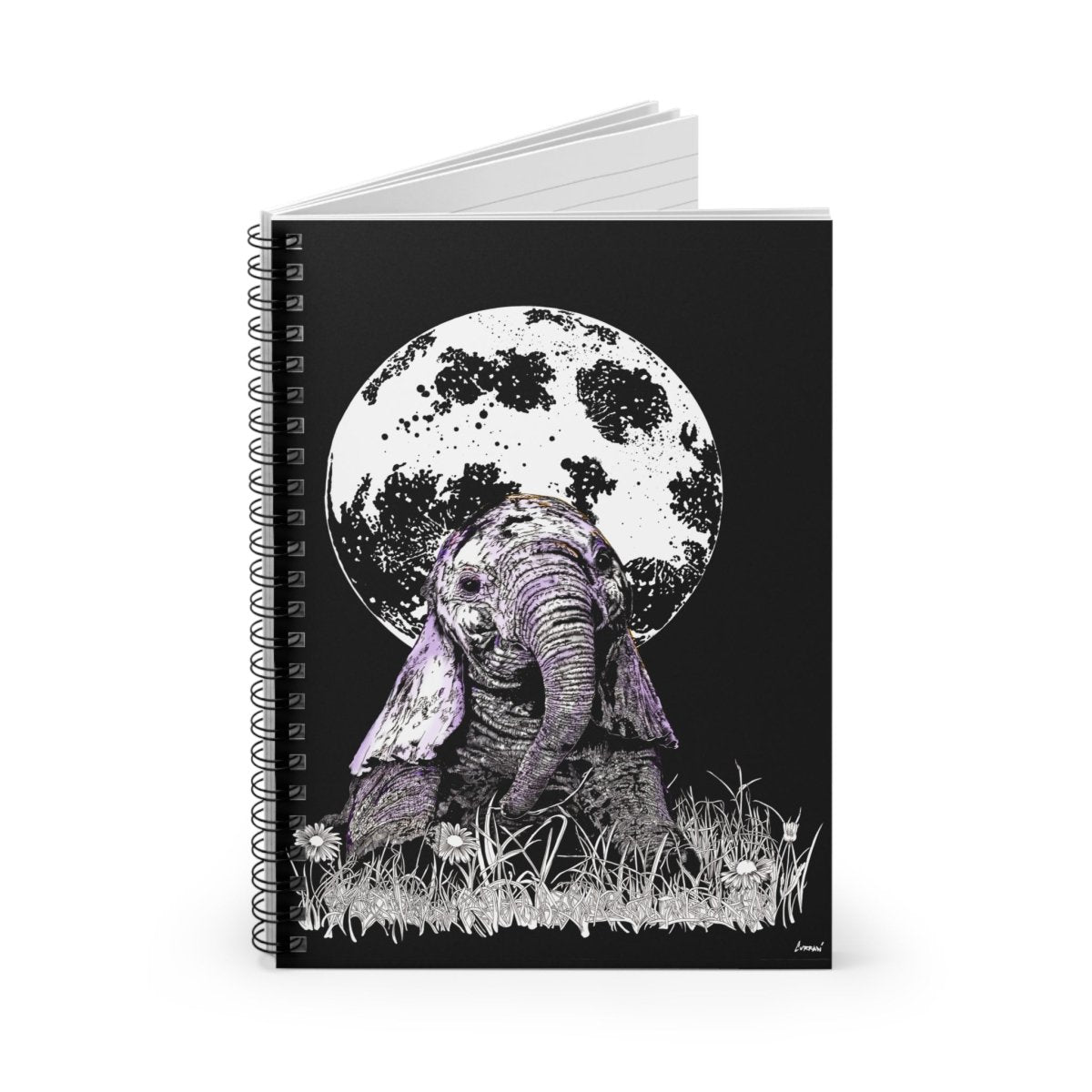 Baby Elephant Spiral Notebook - Ruled Lines for Nature Lovers - Curran Artworks