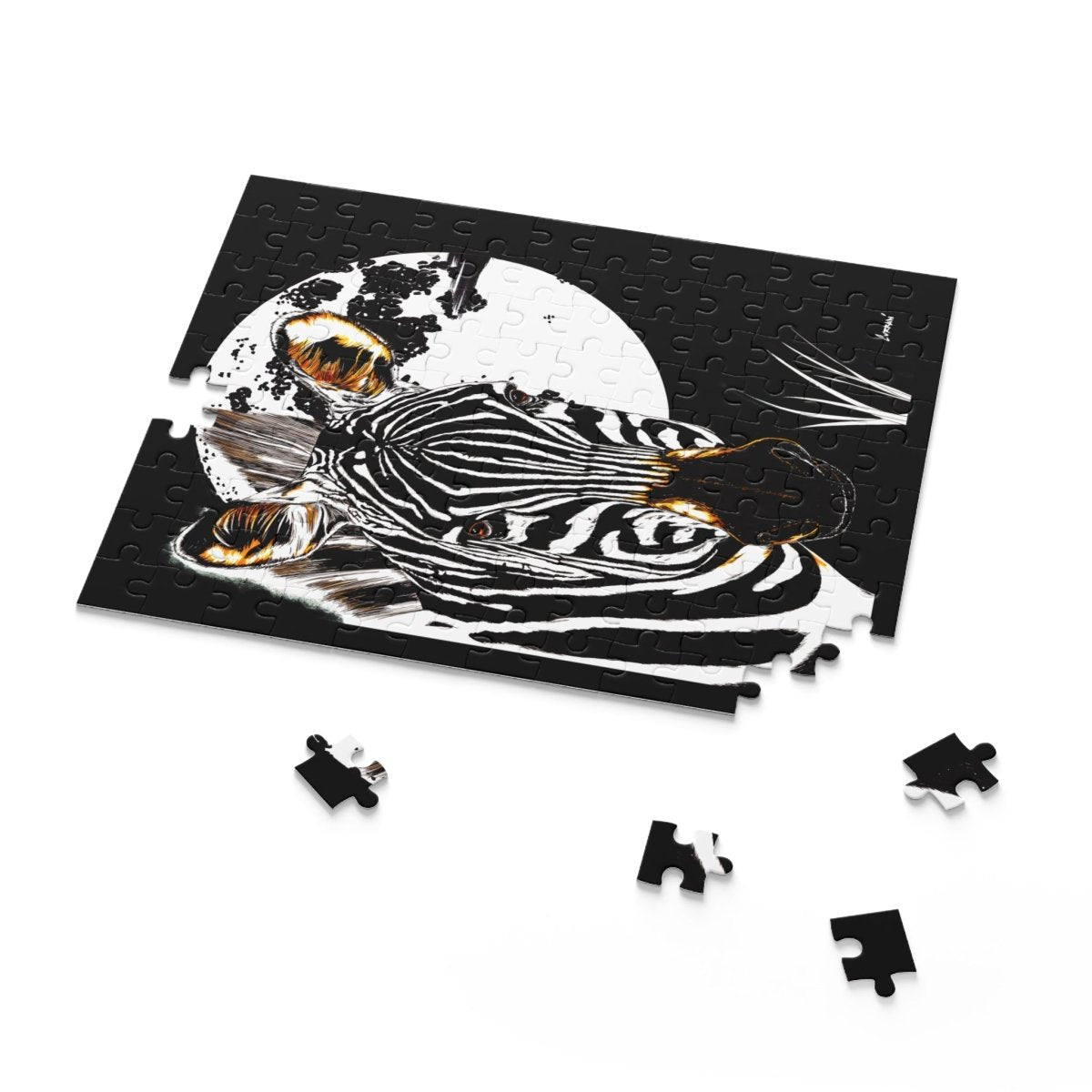 Black and White Zebra Puzzle, Perfect for Animal Lovers and Family Fun - Curran Artworks