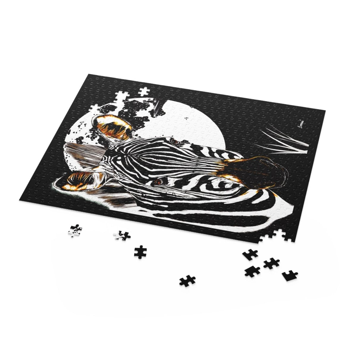 Black and White Zebra Puzzle, Perfect for Animal Lovers and Family Fun - Curran Artworks