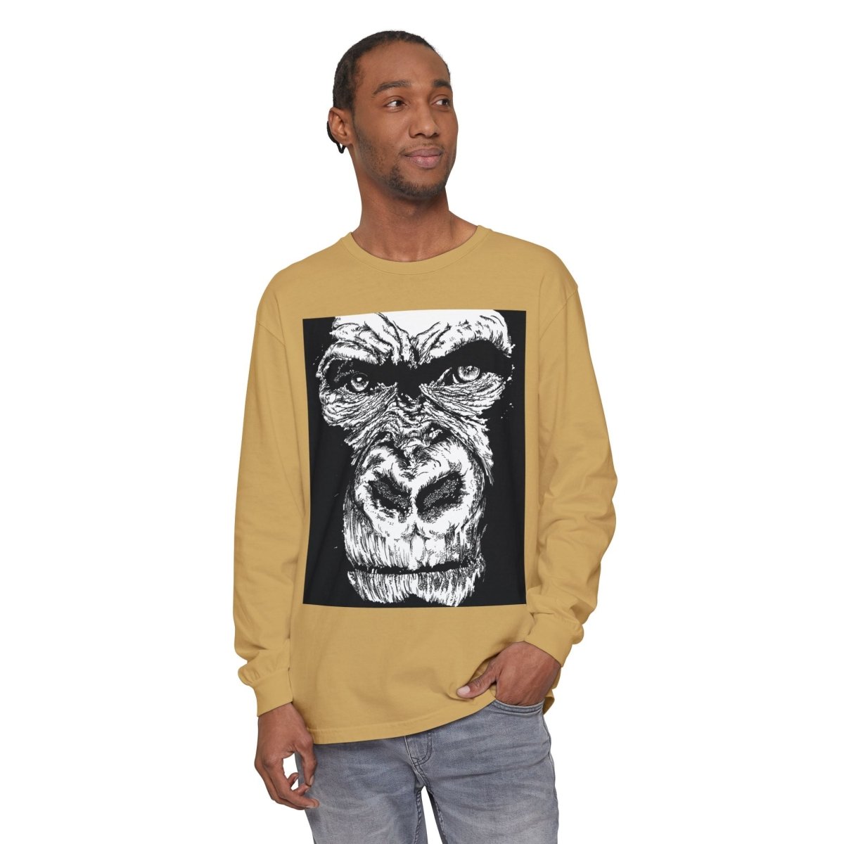 Bold Gorilla Long Sleeve T-Shirt - Unisex Garment - Dyed Tee - Curran Artworks