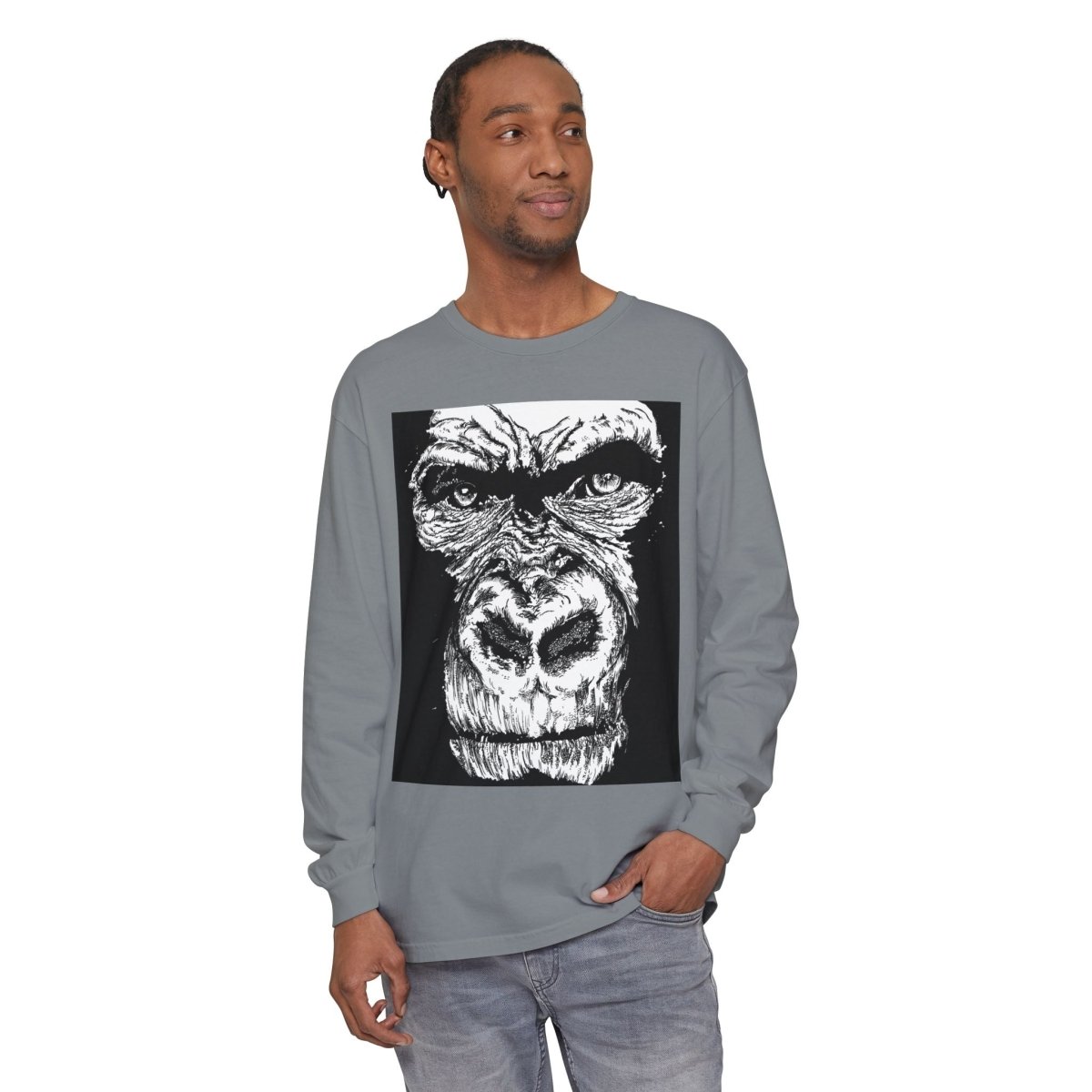 Bold Gorilla Long Sleeve T-Shirt - Unisex Garment - Dyed Tee - Curran Artworks