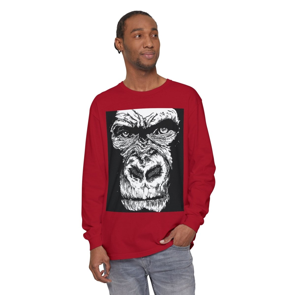 Bold Gorilla Long Sleeve T-Shirt - Unisex Garment - Dyed Tee - Curran Artworks