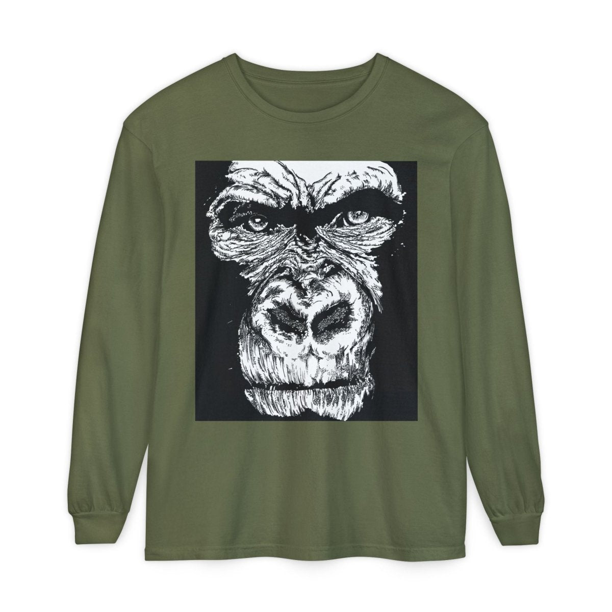 Bold Gorilla Long Sleeve T-Shirt - Unisex Garment - Dyed Tee - Curran Artworks