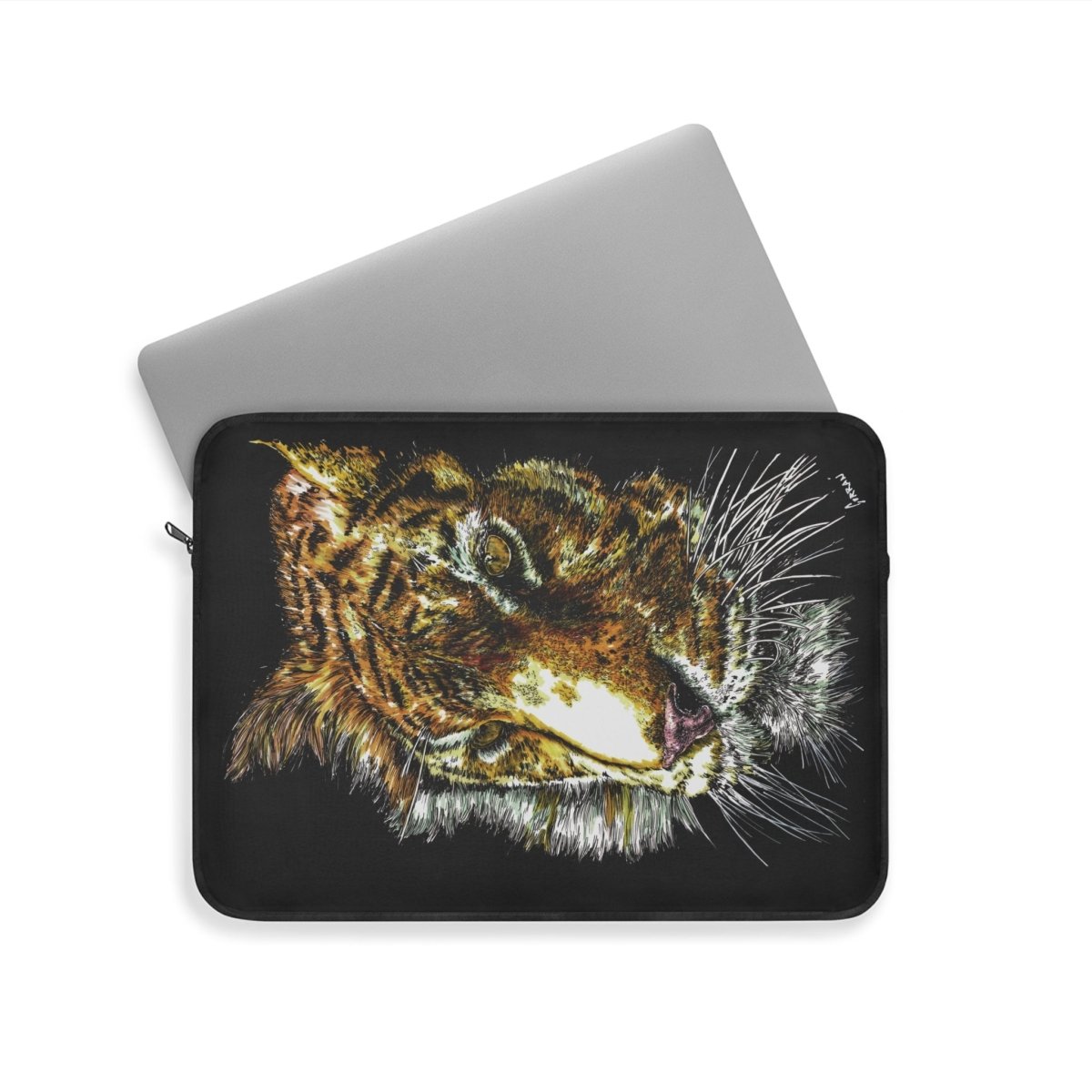 Bold Tiger Print Laptop Sleeve – Stylish Protection for Tech Lovers - Curran Artworks