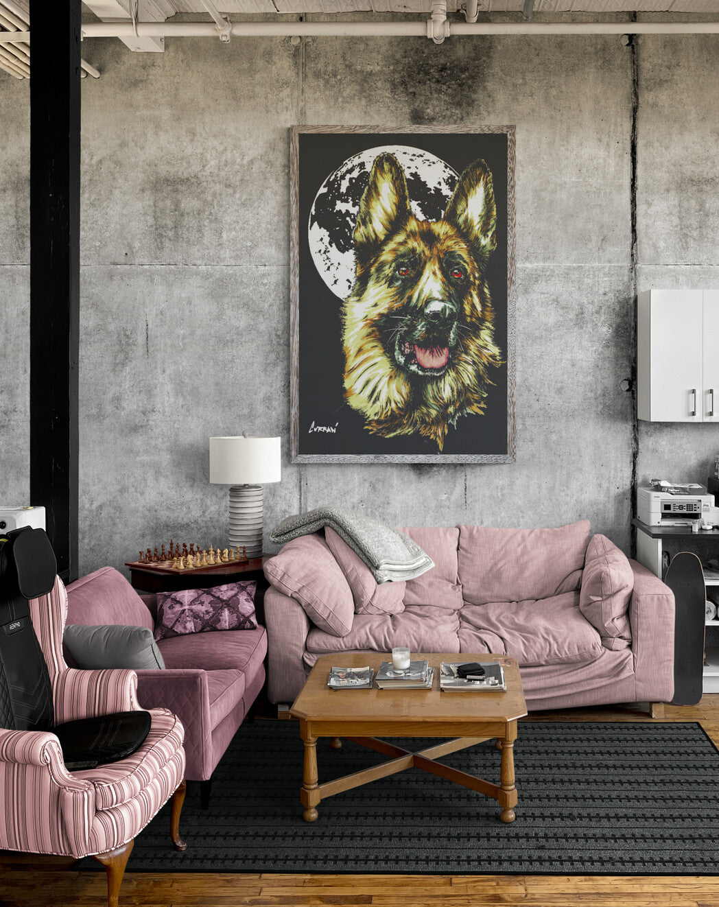 German Sheppard Hand Drawn Wall Art Poster